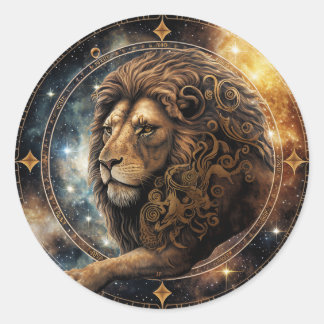 Pegatina Redonda Gráfico de Leo Zodiac