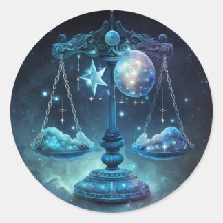 Pegatina Redonda Gráfico de Libra Zodiac