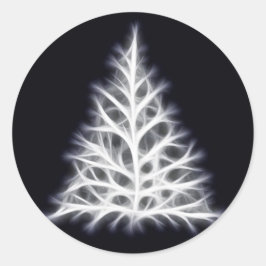 Pegatina Redonda Gráfico de Navidades blancos de árbol