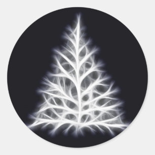 Pegatina Redonda Gráfico de Navidades blancos de árbol