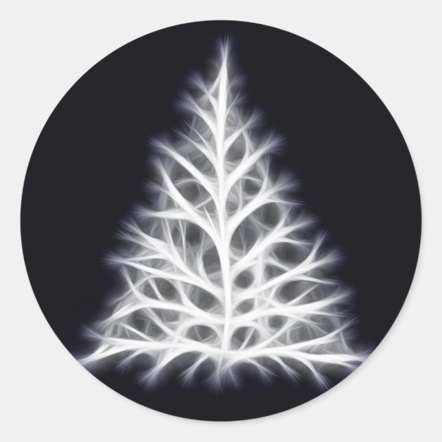 Pegatina Redonda Gráfico de Navidades blancos de árbol (Anverso)