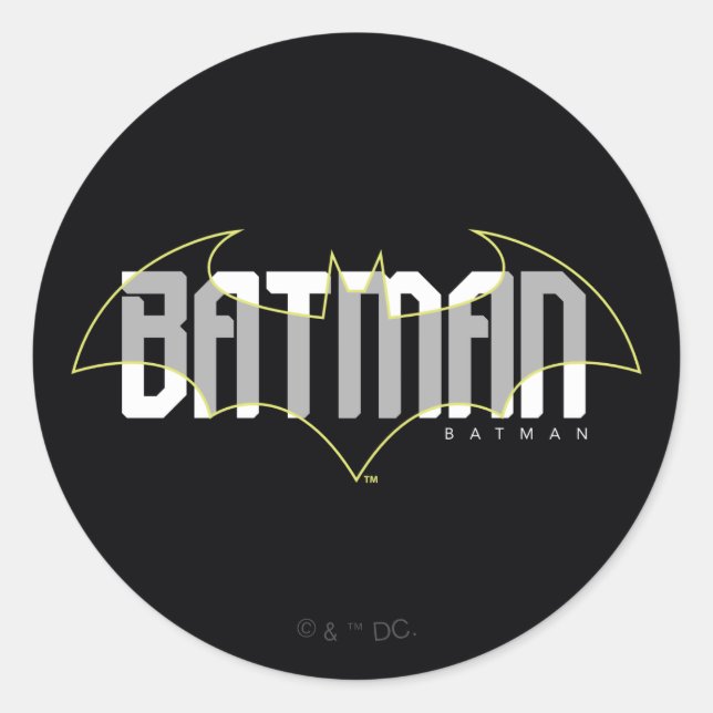 Pegatina Redonda Gráfico de nombre de alta tecnología de Batman (Anverso)
