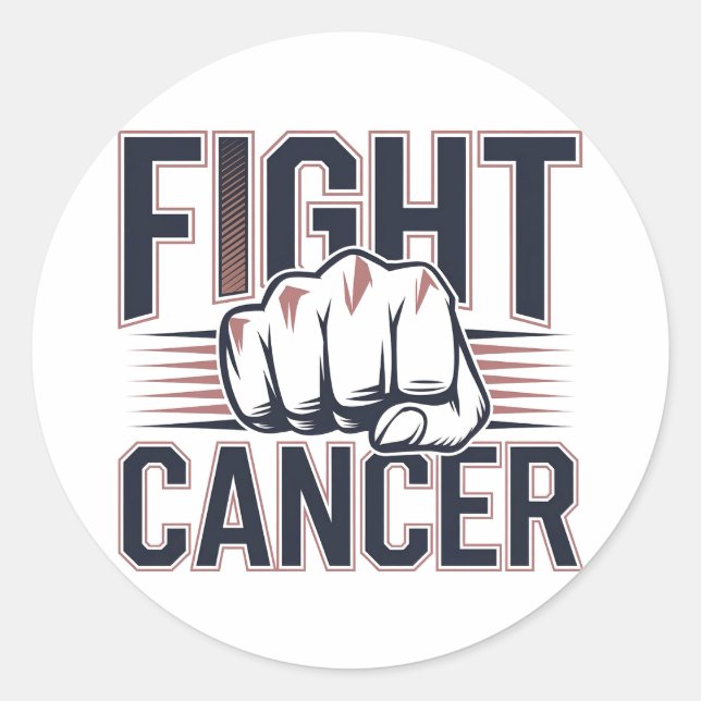 Pegatina Redonda Gráfico de puño audaz para los guerreros del cánce (Anverso)