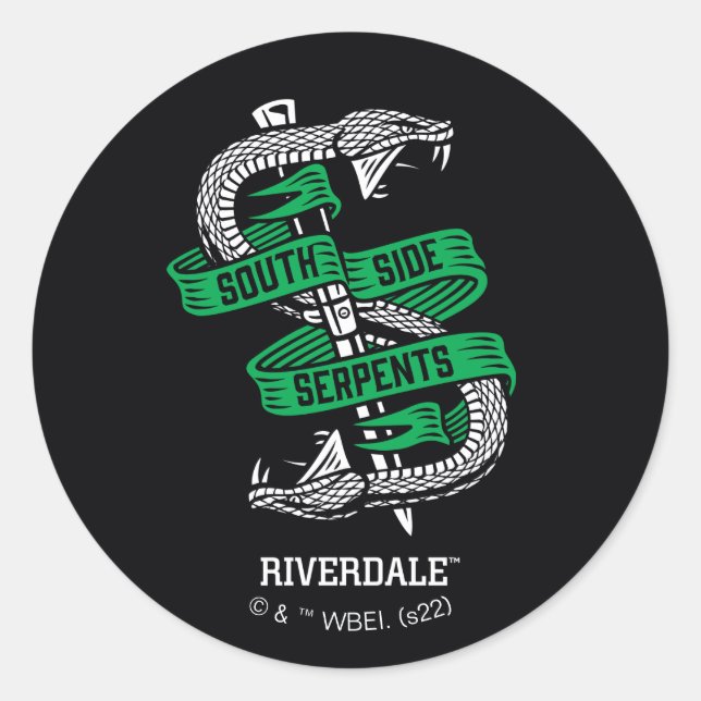 Pegatina Redonda Gráfico de serpientes del lado sur (Anverso)