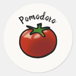 Pegatina Redonda Gráfico de Tomate Italiano Pomodoro Rústico