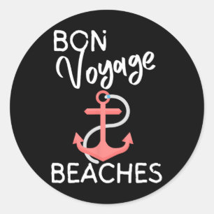 Pegatina Redonda Gráfico del crucero Bon Voyage para mujeres