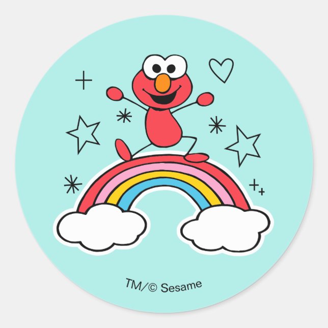 Pegatina Redonda Gráfico del doodley arcoiris Elmo (Anverso)