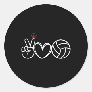 Pegatina Redonda Gráfico del jugador de voleibol Peace Love