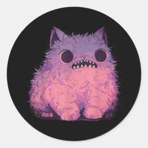 Pegatina Redonda Gráfico del monstruo del gato Kawaii Pastel Gótico