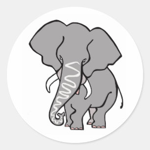 Pegatina Redonda Gráfico - ELEFANTE Africano - Vida silvestre - Nat