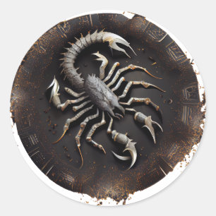 Pegatina Redonda Gráfico Escorpio Zodiaco