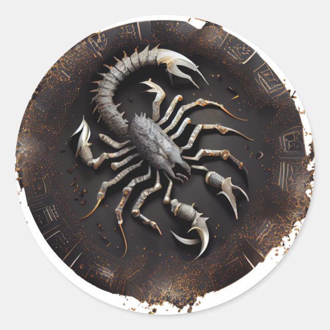 Pegatina Redonda Gráfico Escorpio Zodiaco (Anverso)