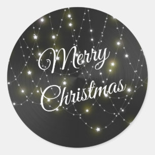 Pegatina Redonda Gráfico moderno de luces metálicas negras