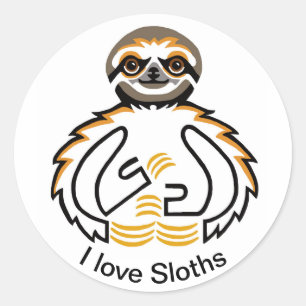 Pegatina Redonda Gráfico que me encantan SLOTHS - Naturaleza - Vida