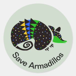 Pegatina Redonda Gráfico - Save ARMADILLOS - Wildlife - Nature -