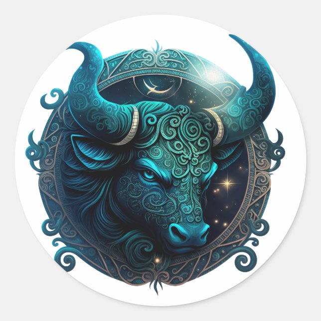 Pegatina Redonda Gráfico Taurus Zodiac (Anverso)