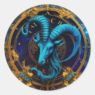 Pegatina Redonda Gráfico Zodiaco de Capricornio