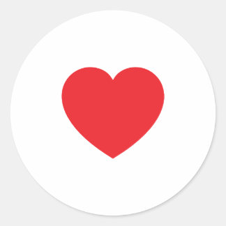 Pegatina Redonda Gráficos de Corazón de Amor Rojo Blanco Moderno Pl