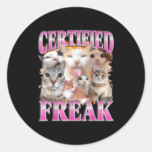 Pegatina Redonda Gráficos de gato certificados bootleg divertido hu