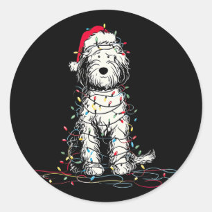 Pegatina Redonda Gráficos divertidos de Navidad de Sheepadoodle Luc