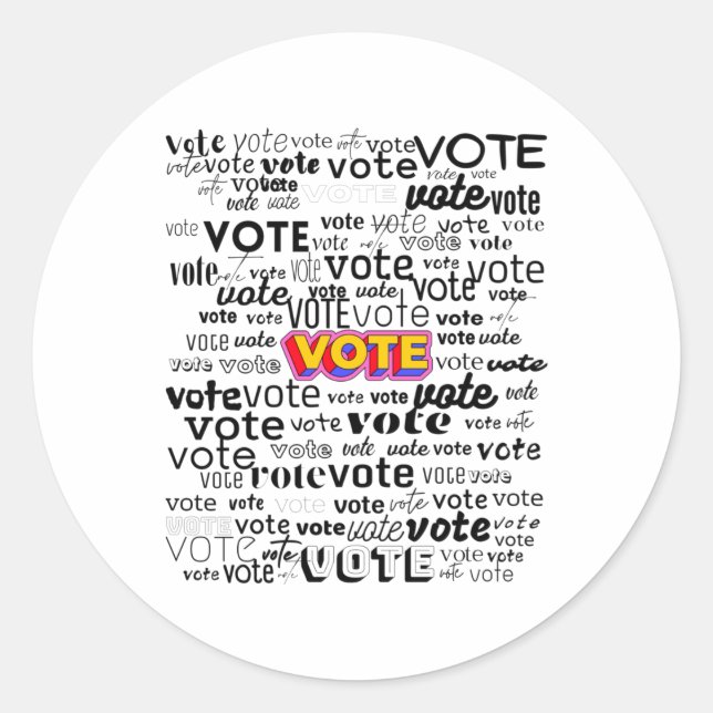 Pegatina Redonda Gráficos Votación Motivadora Hombres Mujeres Vinta (Anverso)