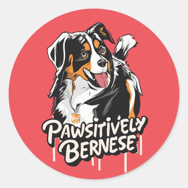 Pegatina Redonda Grafiti de Bersitic - Perros amantes de Bernese (Anverso)