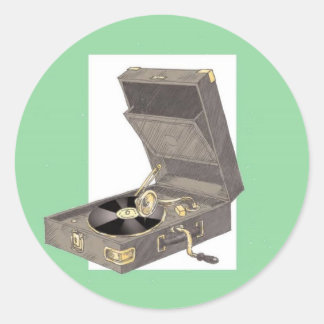 Pegatina Redonda Gramaphone de los años 1920