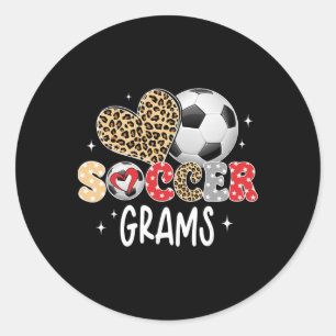 Pegatina Redonda Gramas de fútbol Corazón de leopardo lindo Jugador