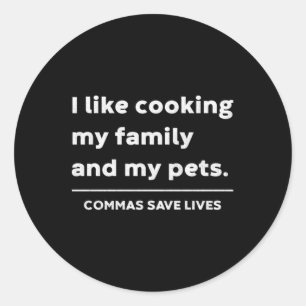 Pegatina Redonda Gramática Divertida Como Cocinar Familia Y Mascota