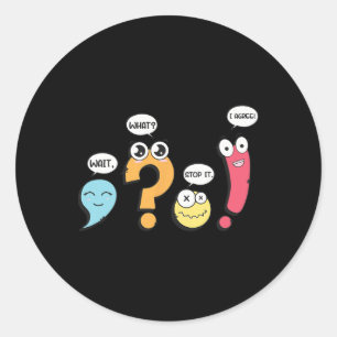 Pegatina Redonda Gramática Puntuación Espera Qué Detente Estoy de A