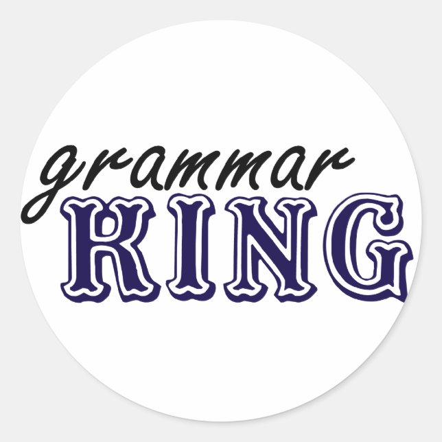 Pegatina Redonda Grammar King (Anverso)