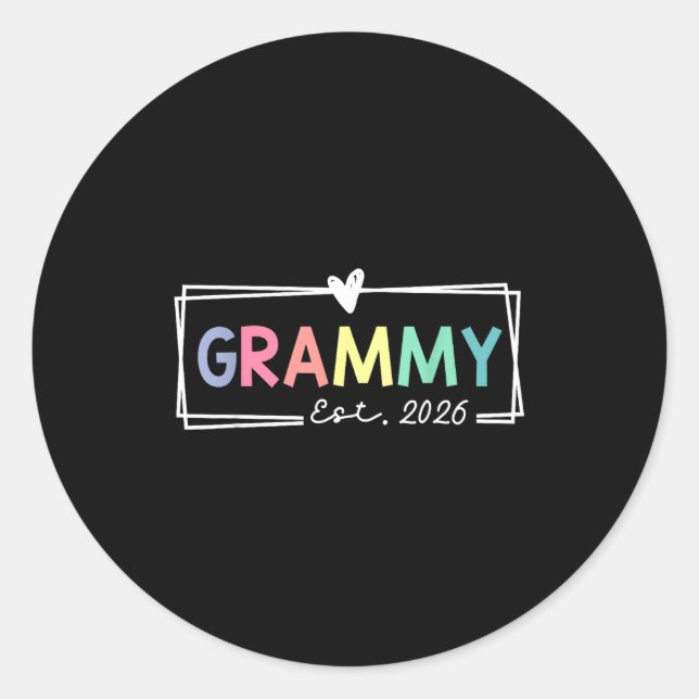 Pegatina Redonda Grammy Est 2026 Promoted To Grandma 2026 For Grand (Anverso)