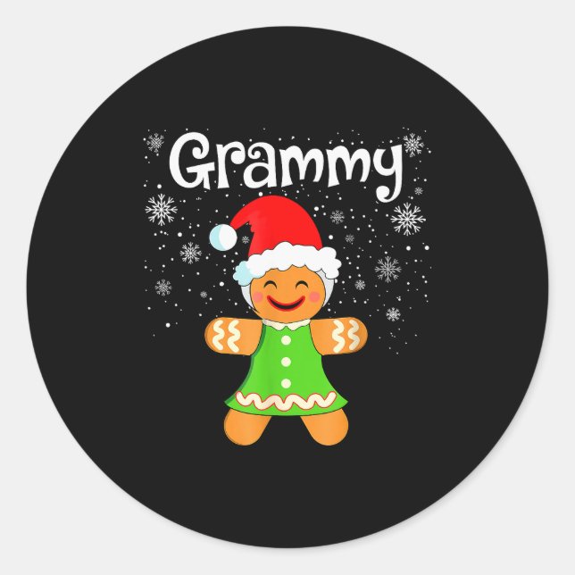 Pegatina Redonda Grammy Gingerbread Family Matching Christmas Women (Anverso)