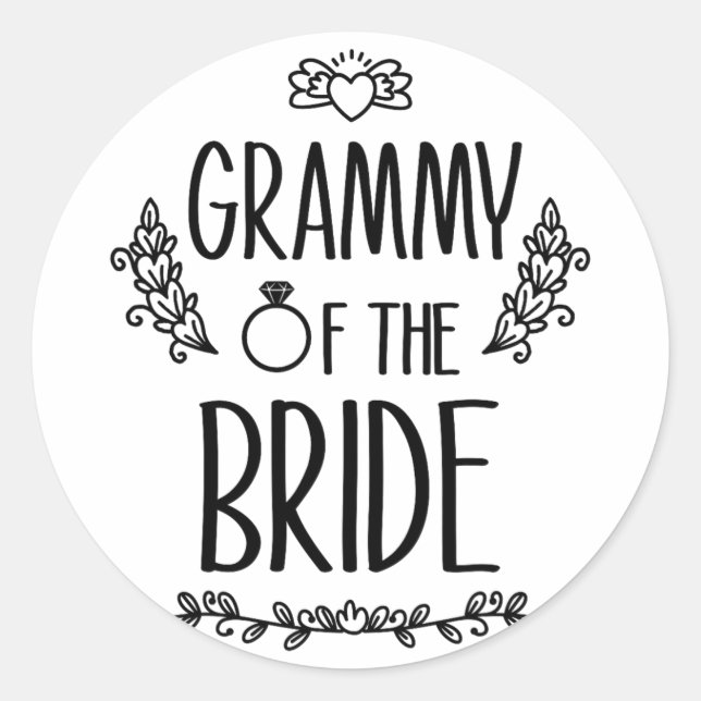 Pegatina Redonda Grammy Of The Bride Wedding Party Family (Anverso)