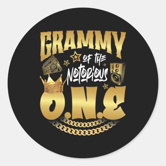 Pegatina Redonda Grammy Of The Notorious One Old School Hip Hop 1er (Anverso)