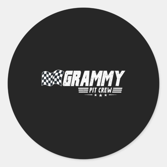 Pegatina Redonda Grammy T Crew Race Car Birthday Family Racing  (Anverso)