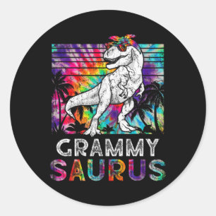 Pegatina Redonda Grammysaurus Dinosaur Grammy Saurus Familia Matchi