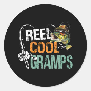 Pegatina Redonda Gramps de pesca Reel Guay Gramps Vintage