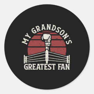 Pegatina Redonda Gran Abuela de Boxeo de Abuela