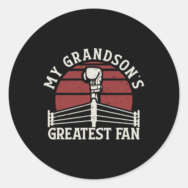 Pegatina Redonda Gran Abuela de Boxeo de Abuela (Anverso)