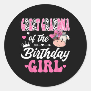 Pegatina Redonda Gran Abuela De La Bola De Chica De Cumpleaños Prim