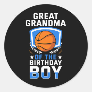 Pegatina Redonda Gran Abuela De La Familia Nacida De Baloncesto