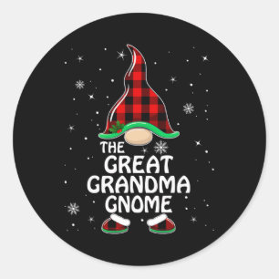Pegatina Redonda Gran Abuela Gnome Búfalo Familia Matanza