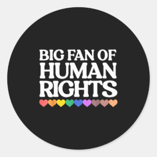 Pegatina Redonda Gran admirador de los derechos humanos - corazones