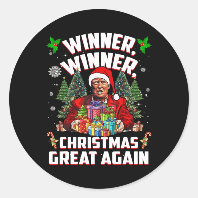 Pegatina Redonda Gran Ag del ganador de Trump con humor (Anverso)