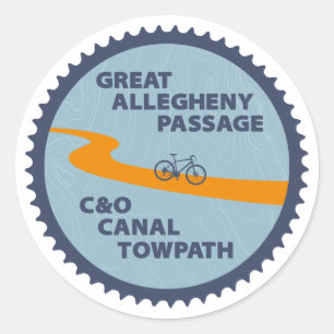 Pegatina Redonda Gran Allegheny Passage C&O Canal Chain Ring