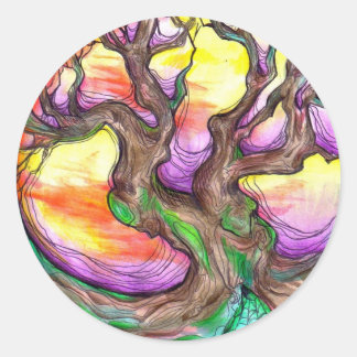 Pegatina Redonda gran anciano de roble