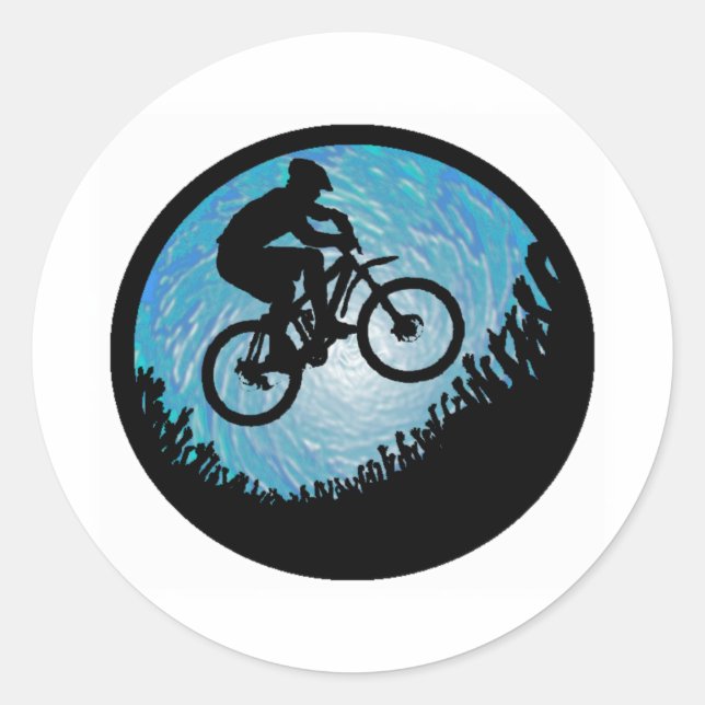 Pegatina Redonda Gran apertura en bicicleta (Anverso)