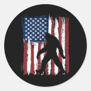 Pegatina Redonda Gran Bandera Americana Graciosa 4 De Julio Patriót