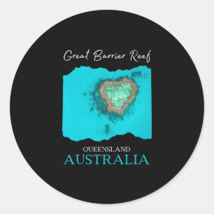 Pegatina Redonda Gran Barrera de Coral Queensland Australia Recuerd